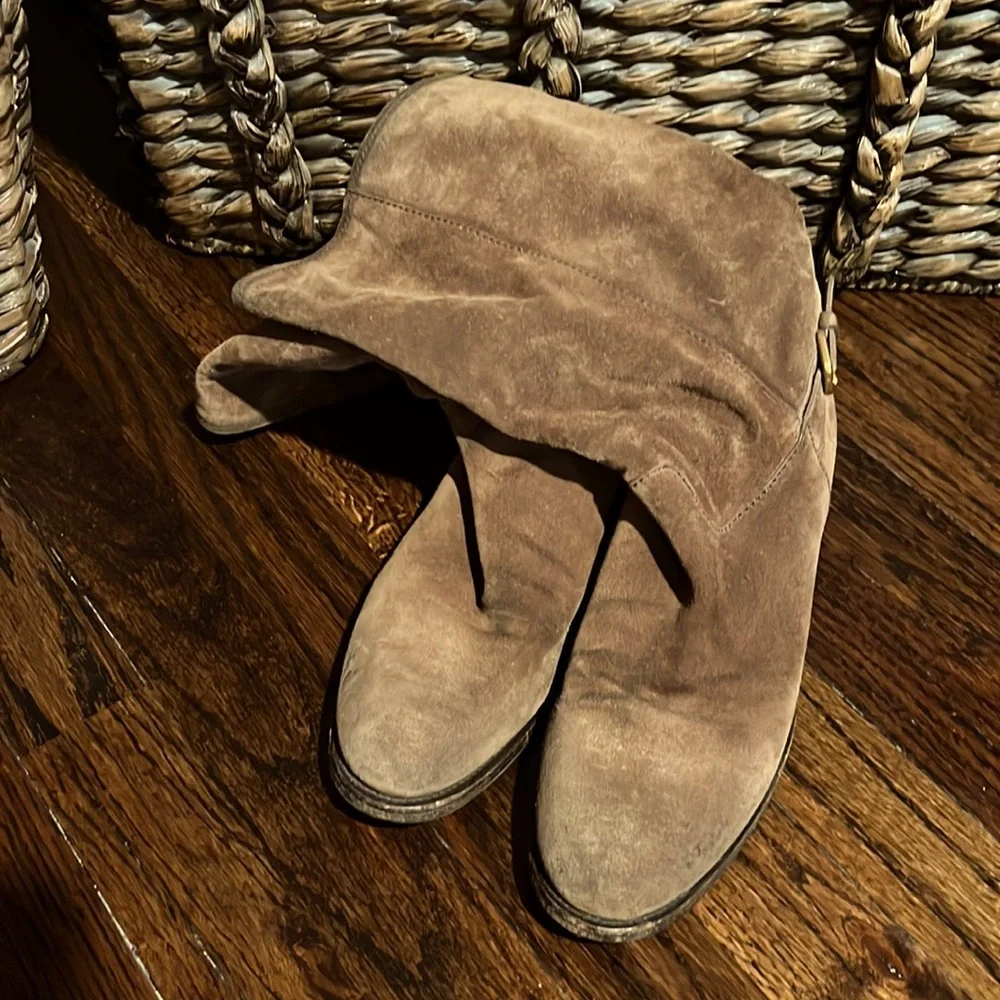 PRADA Size 40 (10) Narrow Fit Slouchy Brown Suede Boot Reeled - Picture 3 of 9